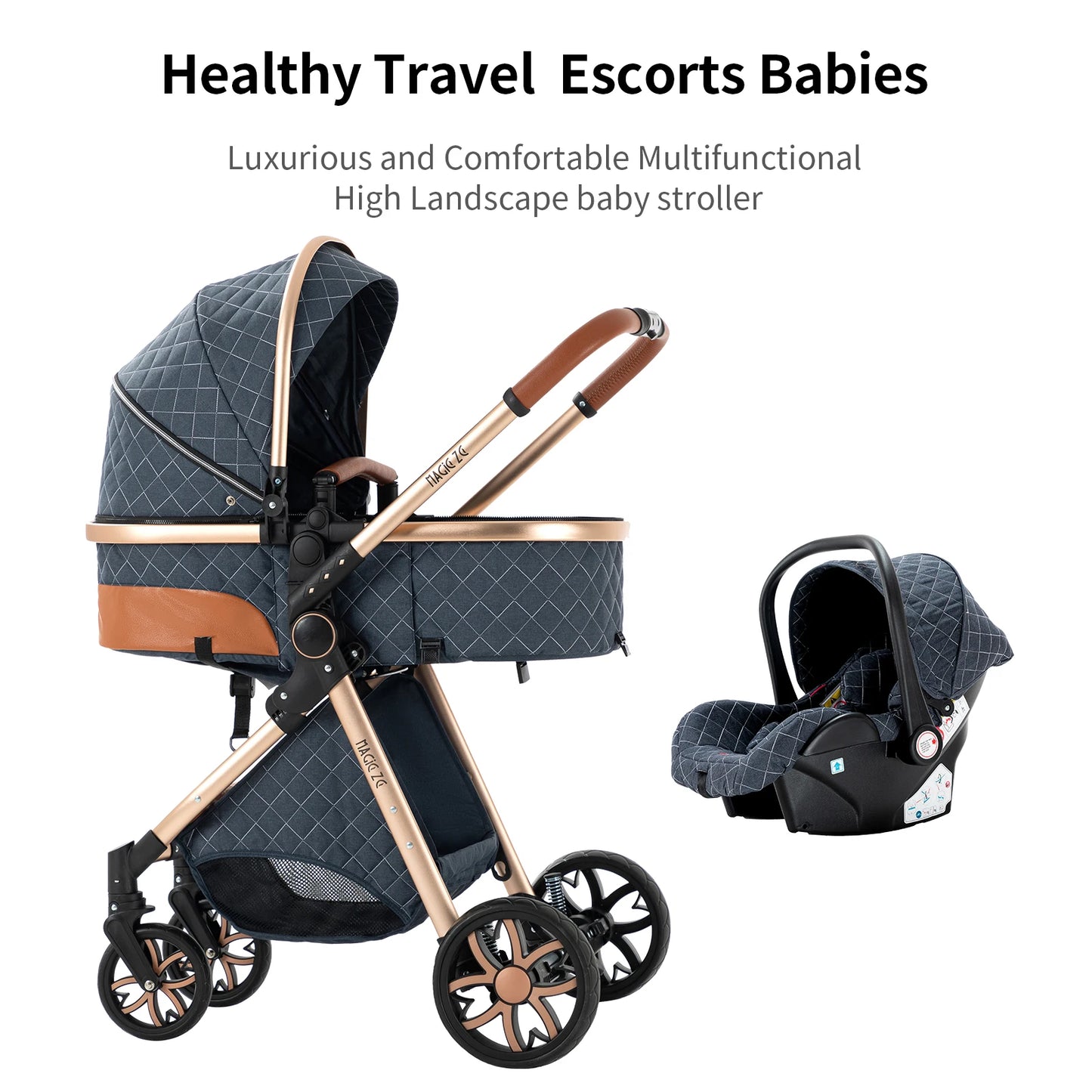 Poussette de voyage 3 en 1 de luxe pour bébé – Style, confort et polyvalence pour votre tout-petit ! - Offre limitée