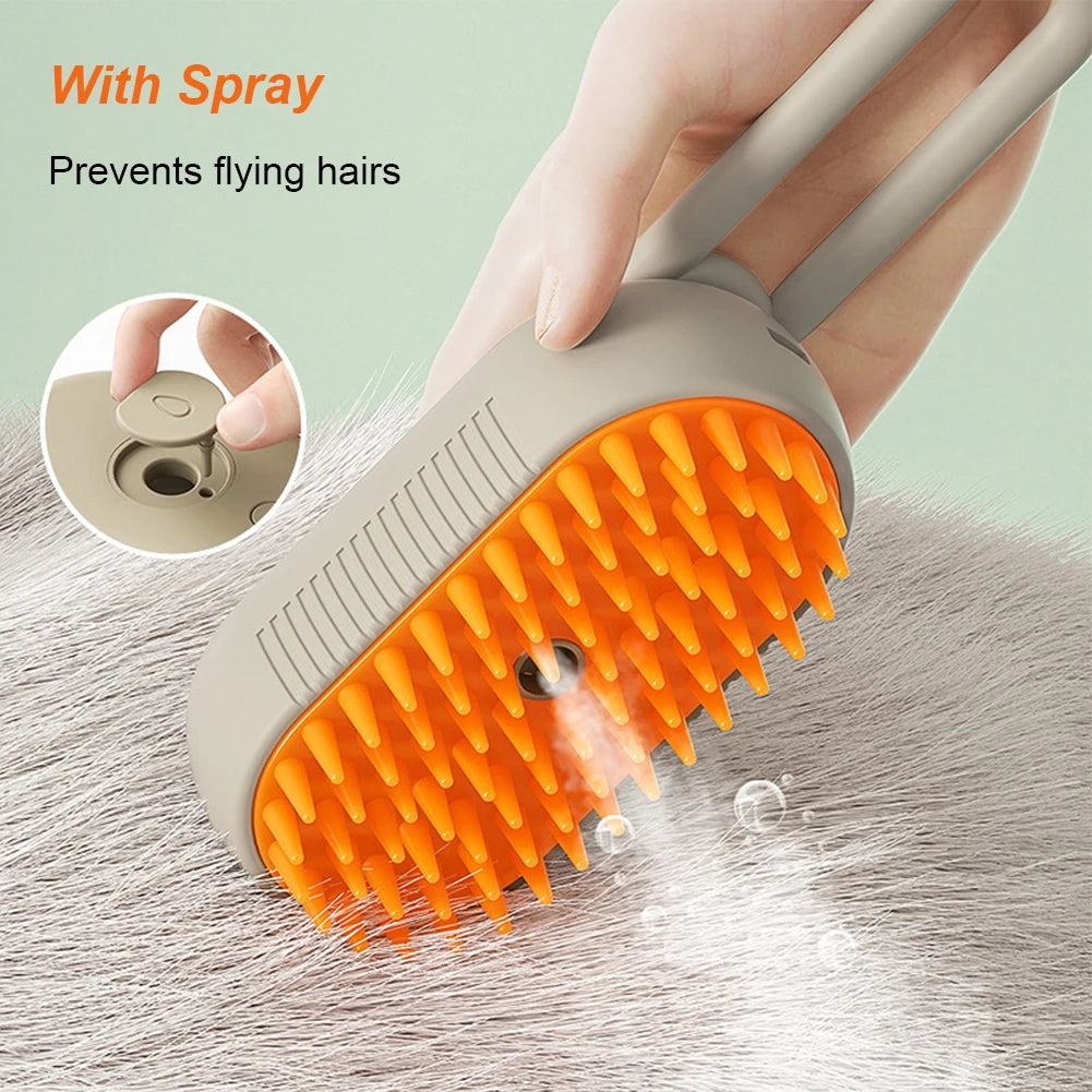Dog Steam Brush – 3-in-1 Grooming, Hair Removal & Massage Comb!