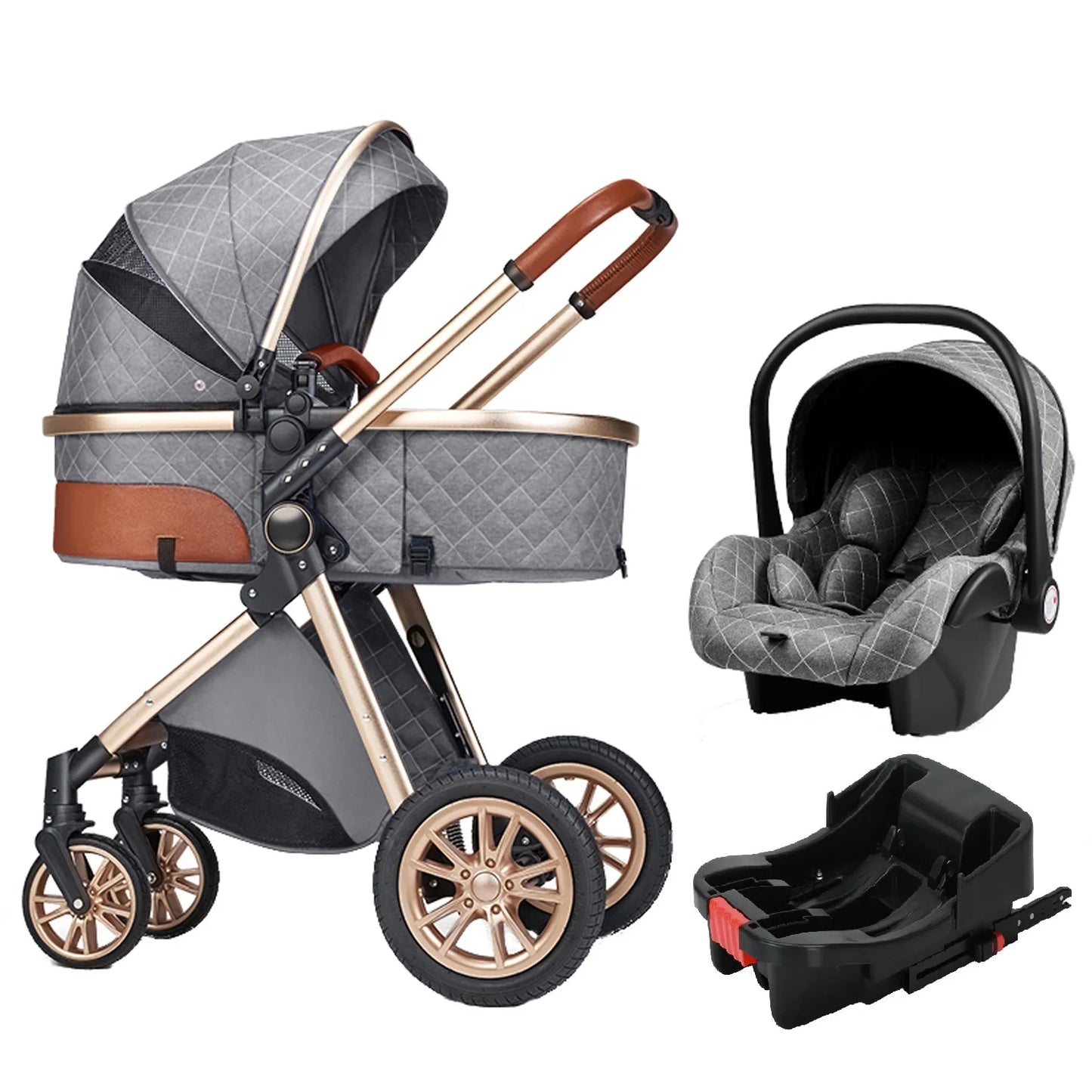 Poussette de voyage 3 en 1 de luxe pour bébé – Style, confort et polyvalence pour votre tout-petit ! - Offre limitée