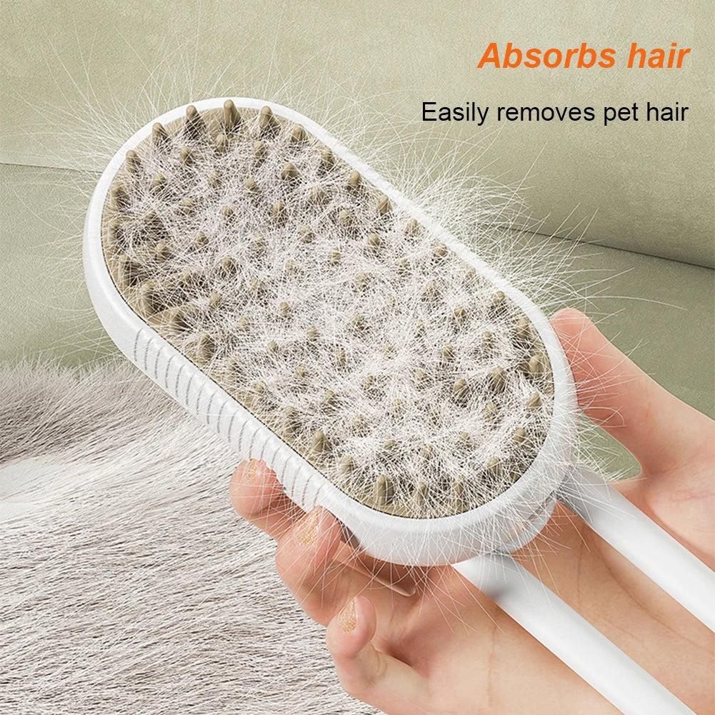 Dog Steam Brush – 3-in-1 Grooming, Hair Removal & Massage Comb!