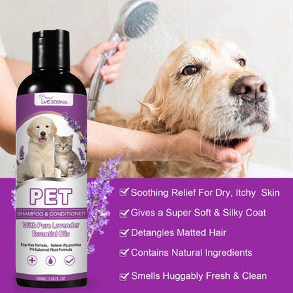 Shampoing et après-shampoing pour animaux de compagnie 100 ml – Hydratez, apaisez et adoucissez le pelage de votre chien !