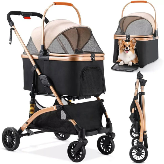 2-in-1 Dog Buggy Stroller – Foldable, Durable & Perfect for Pet Transport!