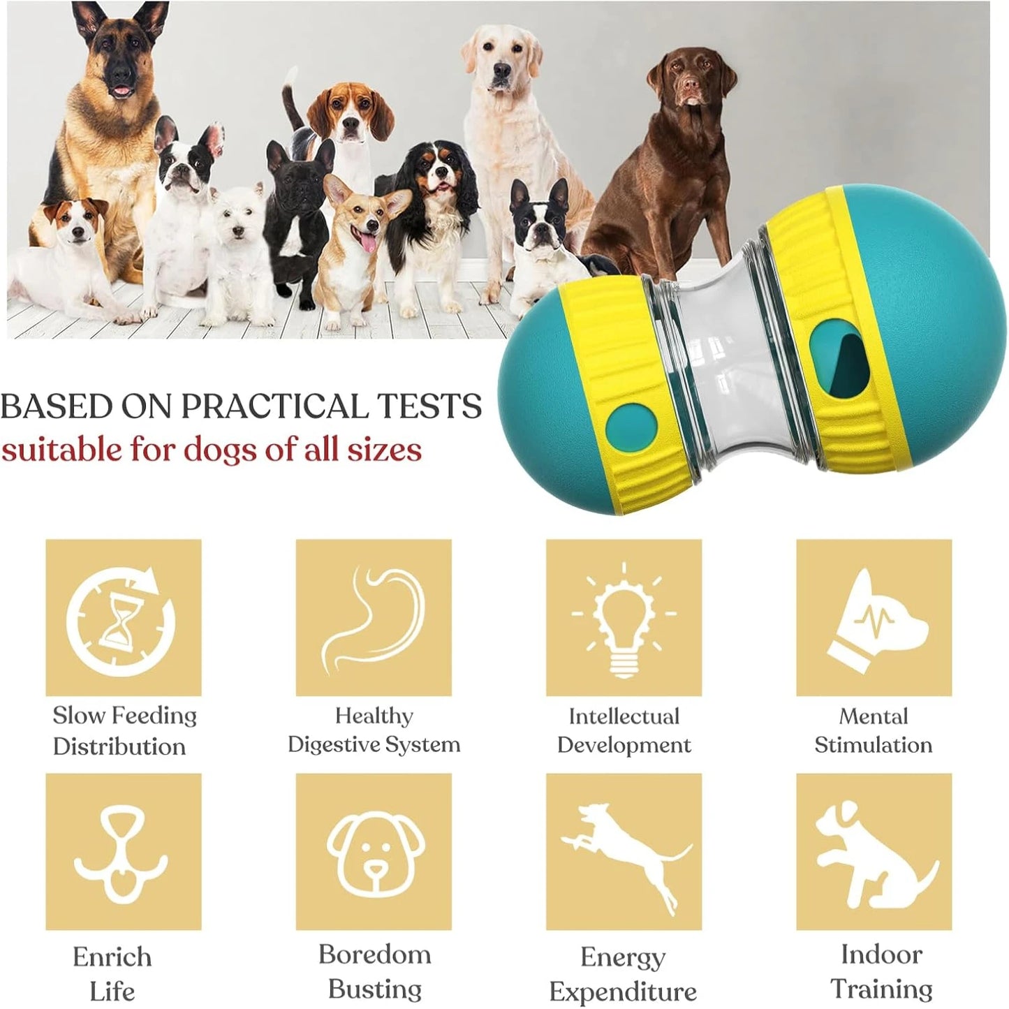 Distributeur de friandises roulant pour chiens – Jouet puzzle robuste pour l'enrichissement et l'entraînement cérébral