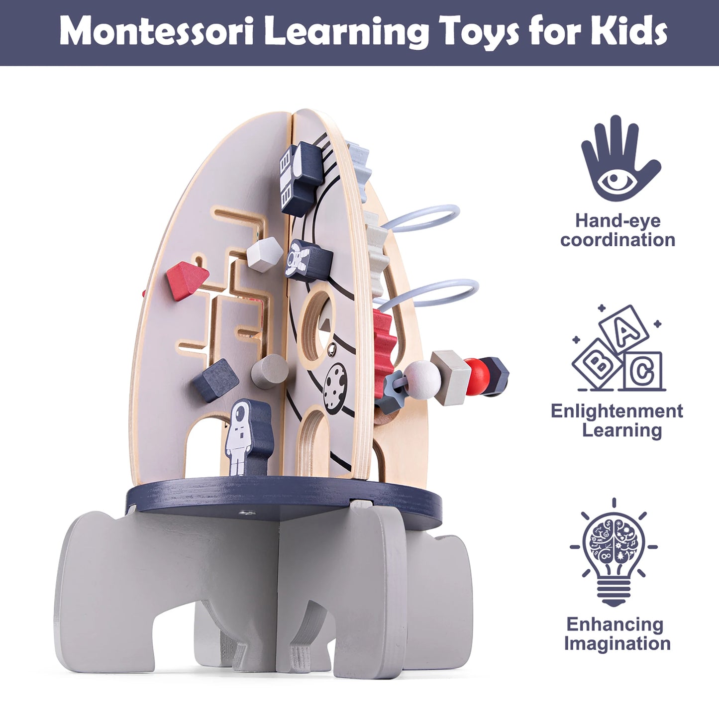Wooden Rocket Montessori Toy