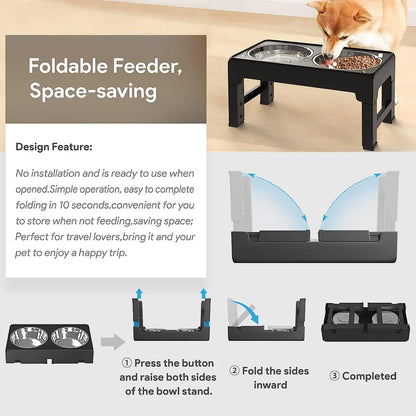 Mangeoire pliable multi-hauteurs – Gamelles surélevées réglables pour chaque chien !