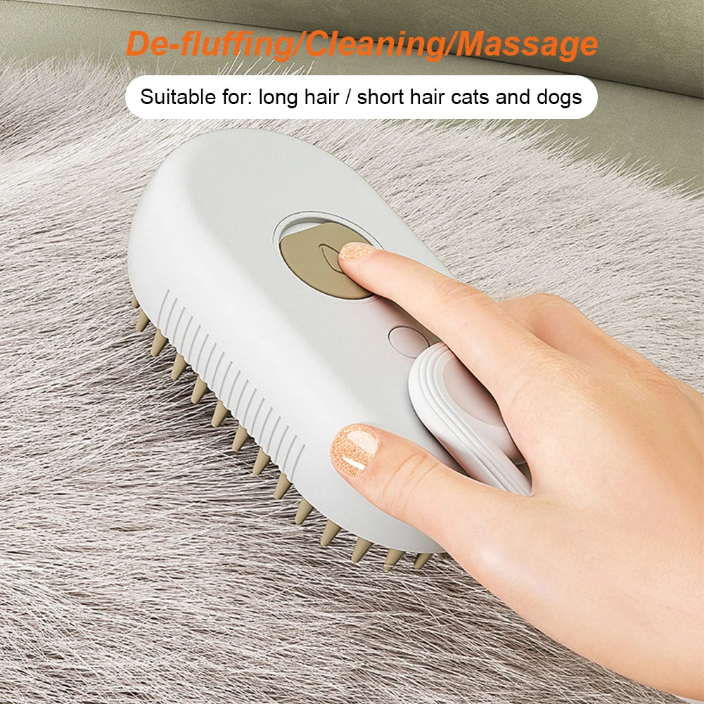 Dog Steam Brush – 3-in-1 Grooming, Hair Removal & Massage Comb!