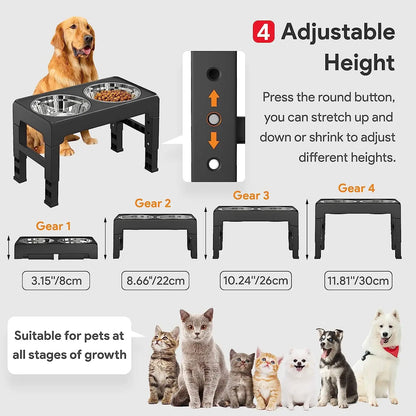 Mangeoire pliable multi-hauteurs – Gamelles surélevées réglables pour chaque chien !