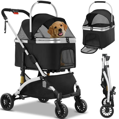 2-in-1 Dog Buggy Stroller – Foldable, Durable & Perfect for Pet Transport!