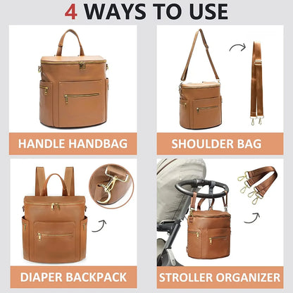 Nouveau sac maman en cuir PU tendance – Élégant, fonctionnel et parfait pour les mamans en déplacement !