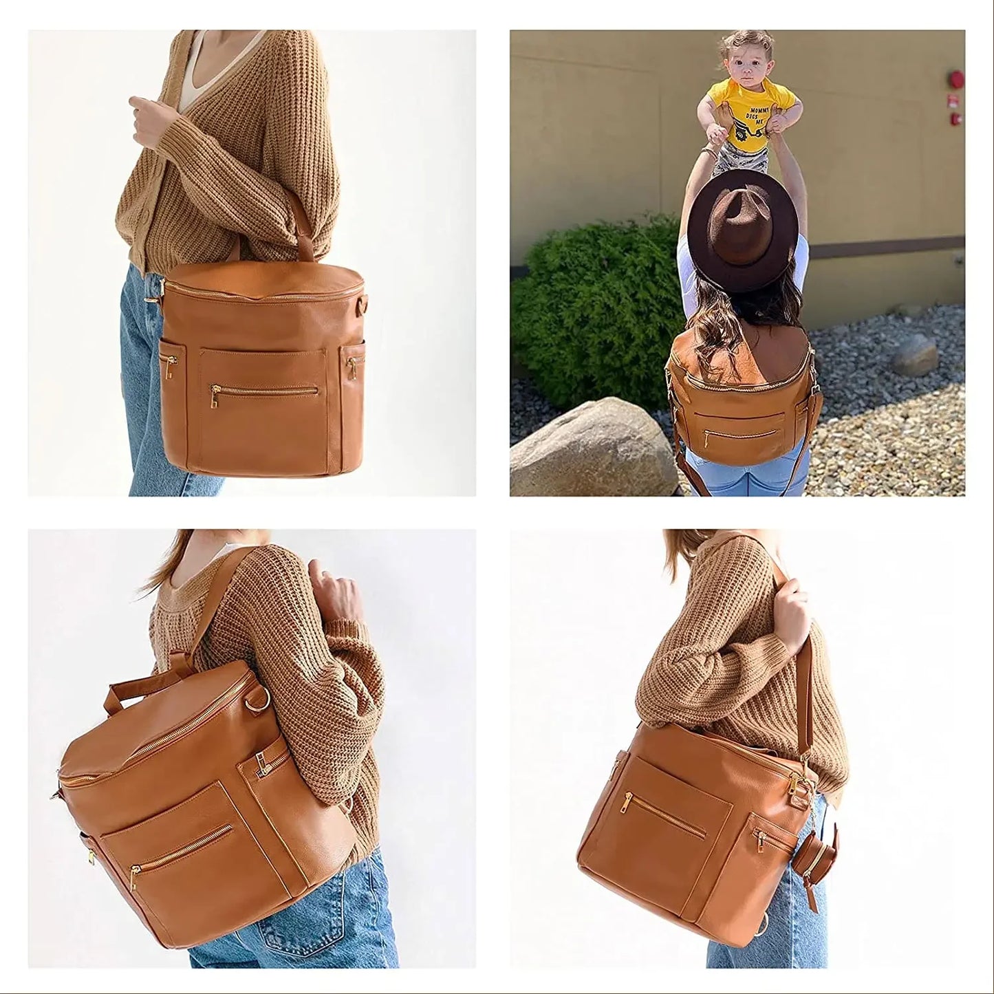 Nouveau sac maman en cuir PU tendance – Élégant, fonctionnel et parfait pour les mamans en déplacement !