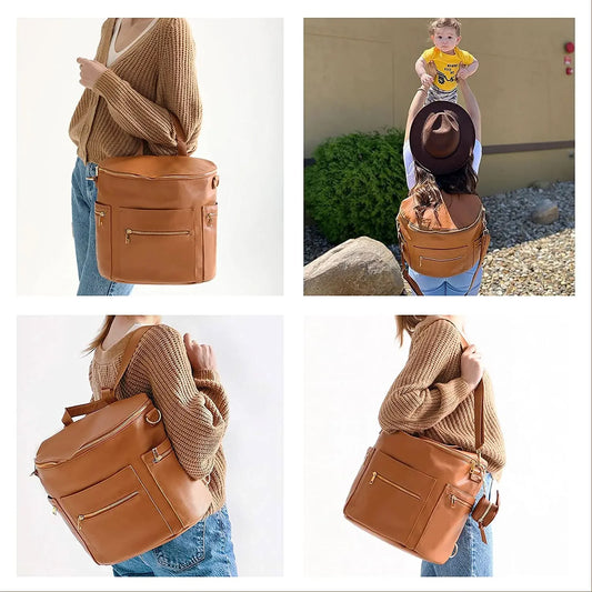 New Fashion PU Leather Mommy Bag – Stylish, Functional & Perfect for Moms on the Go!